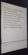 Acta de la conferencia de prensa dada por Walter Ulbricht, presidente del consejo de Estado de la RDA y primer secretario del CC del PSUA, el 19 de enero de 1970 en la capital de la RDA