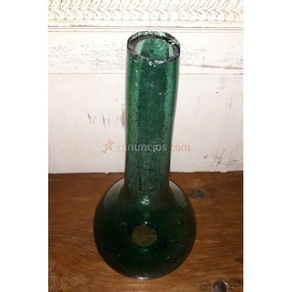 ANTIGUO GLOBO PARA QUINQUÉ DE CRISTAL VERDE