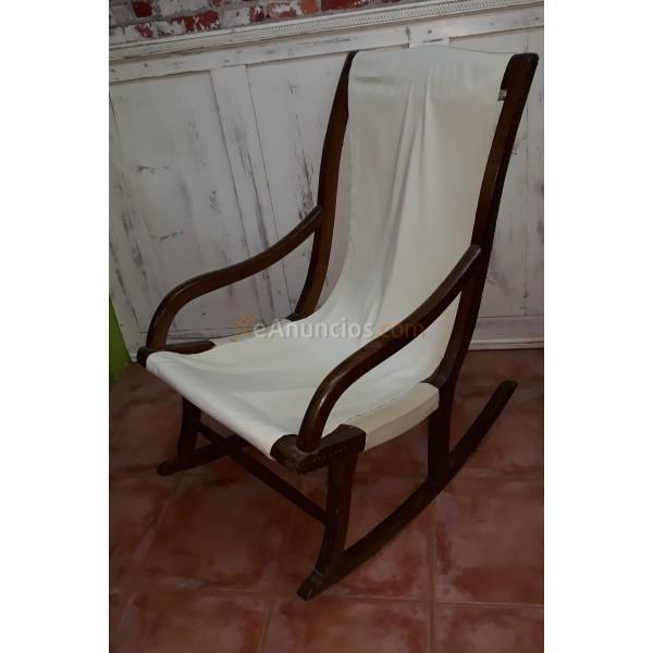 ANTIGUA MECEDORA DE LONA FINALES SIGLO XIX