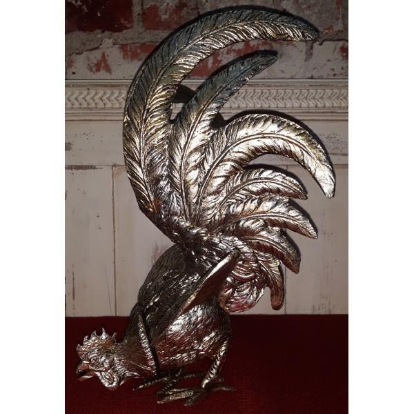 PAREJA DE GALLOS DE METAL MEDIADOS SIGLO XX