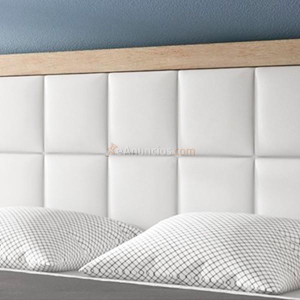 Cabecero Lara plafón polipiel 155 cm cambria  blanco
