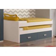 Cama nido juvenil Eurocup con cajonera blanco  grafito