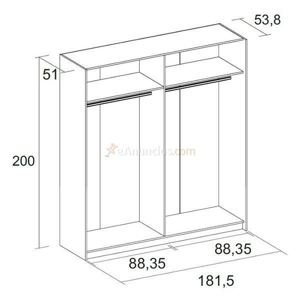 Armario Línea Kit puertas correderas 181 x 200 x 53 cm negro