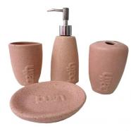 Set de baño Verno 4 piezas cerámica rosa