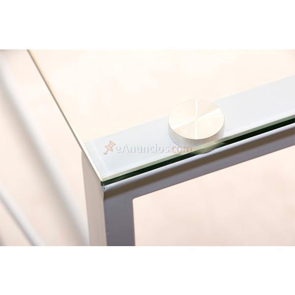 Escritorio Sidney cromo con cristal transparente 100 x 50 cm