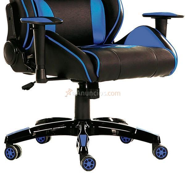 Sillón reclinable giratorio Gamer polipiel azul