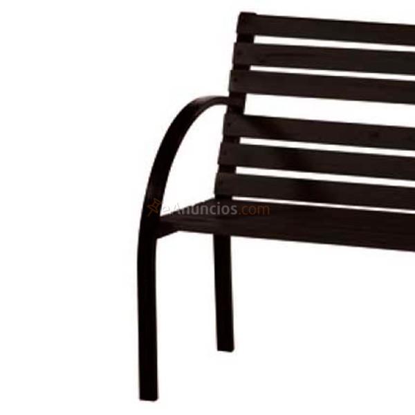 Banco para jardín de madera negra y estructura de metal