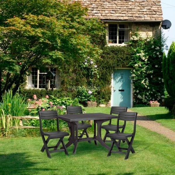 Conjunto de jardín Keter Allibert imitación madera negro