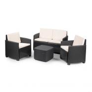 Conjunto de jardín Etna resina con cojines antracita