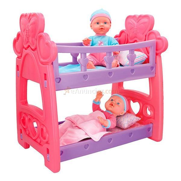 Set bebés gemelos Colorbaby 31 cm con cuna y accesorios + 24 m