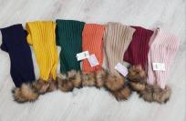 Bufanda punto canale sigar pompon pelo natural p130244
