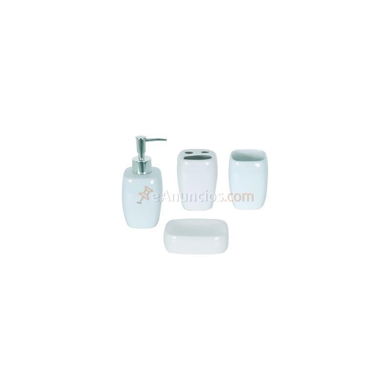 Set 4 accesorios baño de cerámica blanco