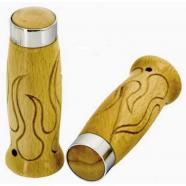 PUÑOS MADERA LLAMAS CROMADO 1