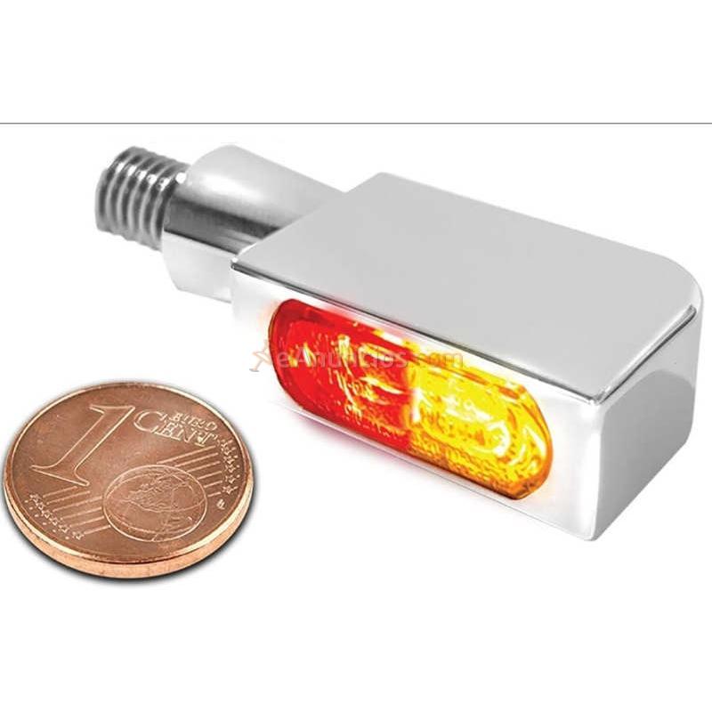 INTERMITENTES SMD LED HEINZBIKES MICRO BLOKK CON LUZ DE FRENO Y POSICIÓN CROMADO