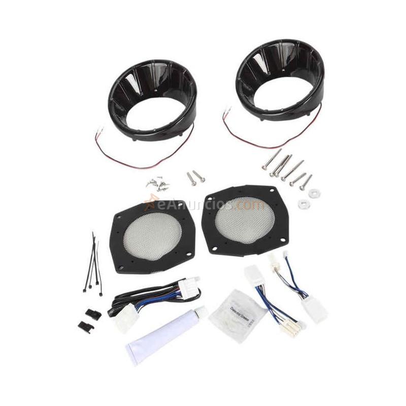 EMBELLECEDORES NEGROS CON LED PARA ALTAVOCES TRASEROS PARA HARLEY DAVIDSON FLHTFLHXFLHTCUTG 96-13