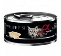 Alpha Spirit Feline lata pescado blanco comida humeda para gato 85