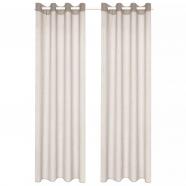 vidaXL Visillo de tela apariencia de lino 2 piezas marrón 140x175 cm