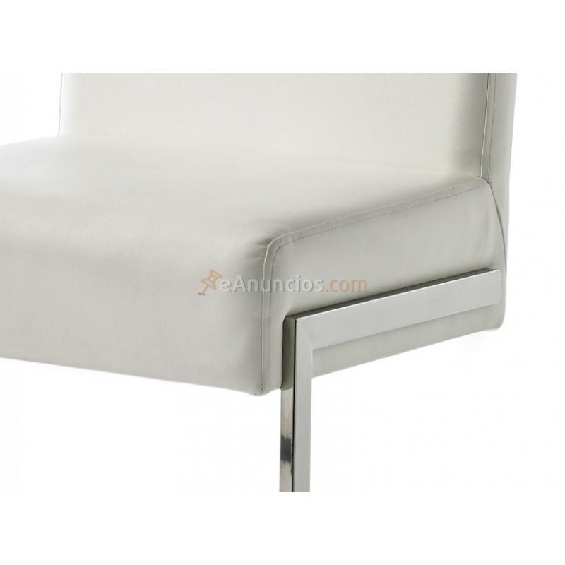 Silla de patin polipiel blanca y acero