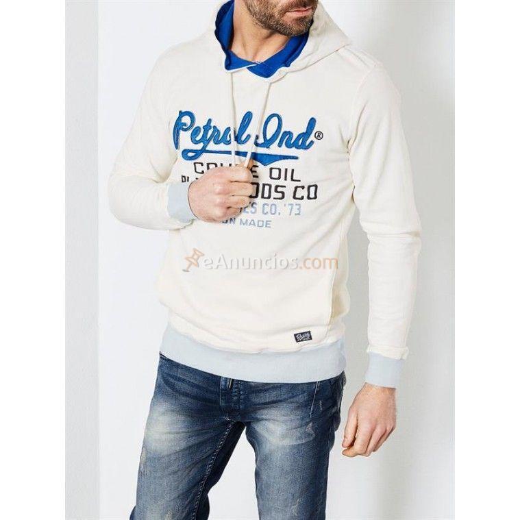 SUDADERA CON CAPUCHA BLANCA CON LETRAS EN AZUL SWH302