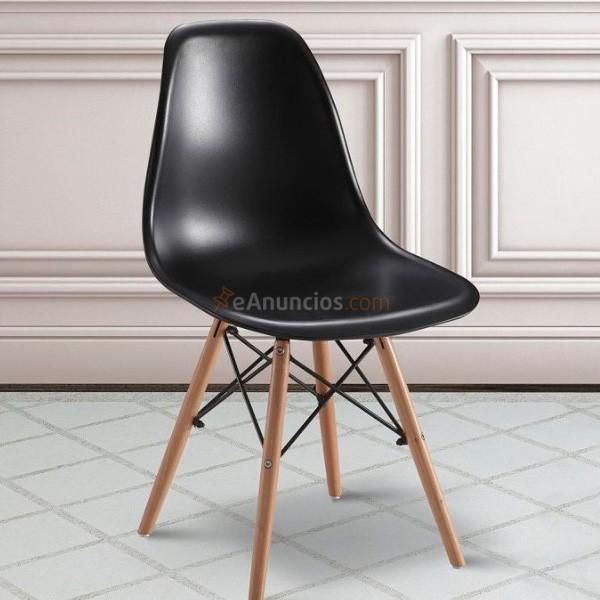 Conjunto 4 sillas Dinamarca con patas de madera negro