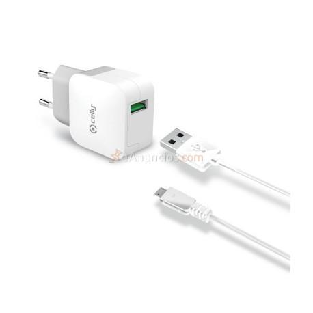 Celly - TCUSBMICRO Interior Blanco cargador de dispositivo móvil