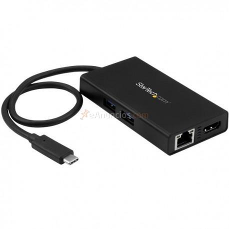 StarTech.com - Adaptador Multipuertos USB-C con HDMI de 4K- 2x Puertos USB-A - PD de 60W - Negro