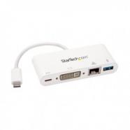 StarTech.com - Adaptador Multipuertos USB-C para Portátiles - Docking Station USB Tipo C DVI GbE con Hub Concentrad