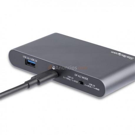 StarTech.com - Adaptador Multipuertos USB-C para Doble Monitor - 2 x 4K DP - PD 3.0 de 100W - Docking Station USB T