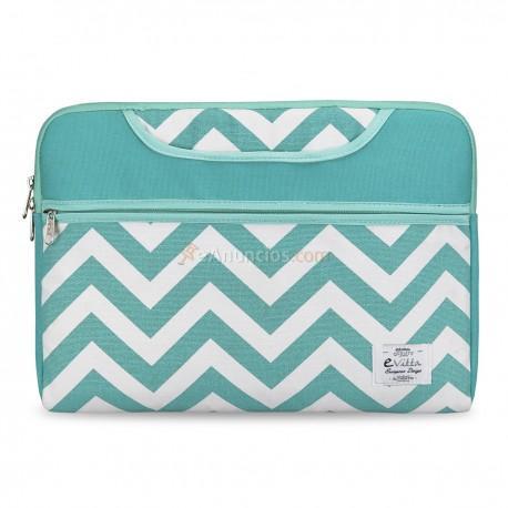 e-Vitta - Chevron maletines para portátil 39,6 cm (15.6) Funda Verde, Blanco