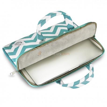 e-Vitta - Chevron maletines para portátil 39,6 cm (15.6) Funda Verde, Blanco