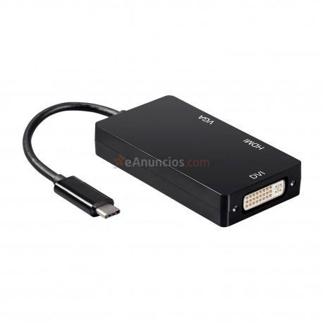 Aisens - conversor usb-c a dvihdmivga, usb-cm-dvih-hdmih-vgah, negro, 15cm