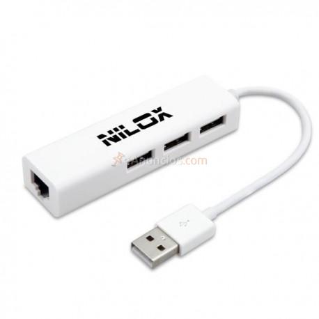 Nilox - 16NXADULUS002 USB 100Mbits Blanco nodo concentrador