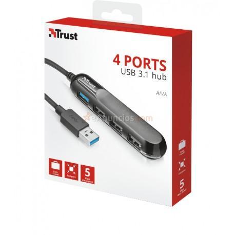 Trust - Aiva USB 3.0 (3.1 Gen 1) Type-A 5000Mbits Negro nodo concentrador