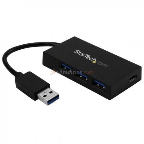 StarTech.com - Ladrón Hub USB 3.0 de 4 Puertos - Concentrador de 3 Puertos USB-A y 1 Puerto USB-C - Incluye Adaptad
