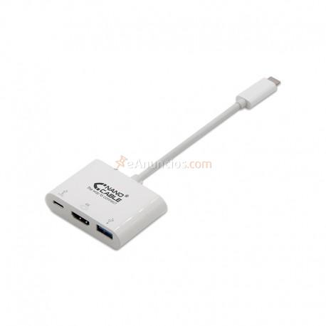 Nanocable - CONVERSOR USB-C A HDMI  USB  USB-C, 3 EN 1, 15 CM