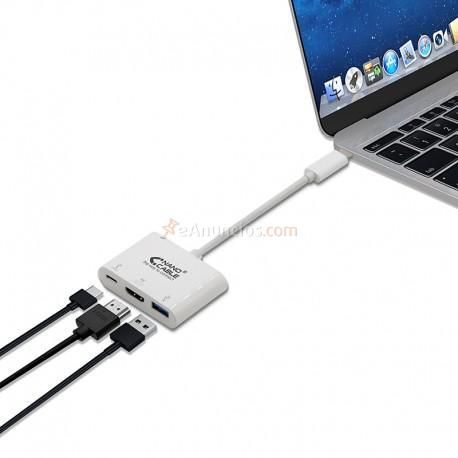 Nanocable - CONVERSOR USB-C A HDMI  USB  USB-C, 3 EN 1, 15 CM
