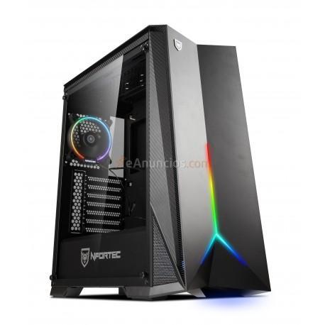 Nfortec - Torre Gaming RGB Hyperion con Panel Lateral de Cristal Templado y Ventilador RGB de 120mm Incluido - Colo
