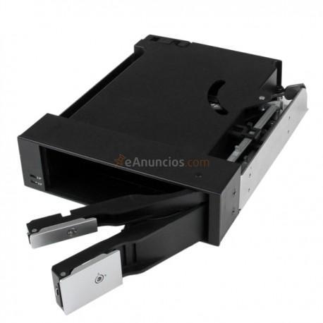 StarTech.com - Rack Móvil Backplane de 2 Discos Duros HDD SATA SAS de 3,5 o 2,5 sin Bandeja para 2 Bahías de 5,25