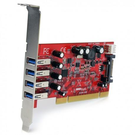 StarTech.com - Tarjeta Adaptador PCI USB 3.0 SuperSpeed de 4 puertos con Conector LP4 SATA - Hub Concentrador Inter
