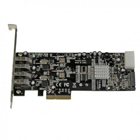 StarTech.com - Adaptador Tarjeta PCI Express PCI-E 4 Puertos USB 3.0 UASP Bus Doble con Alimentación Molex SATA