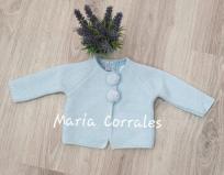 A chaqueta punto punto bobo pompones sardon r120274 celeste