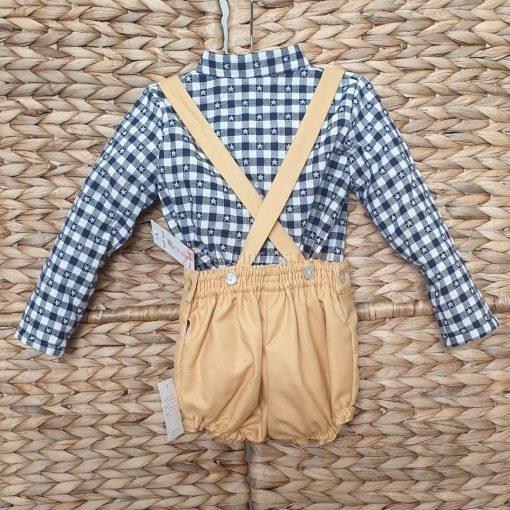 A conjunto niño 2 piezas angela tirado mostaza camisa cuadros estrellas r220534