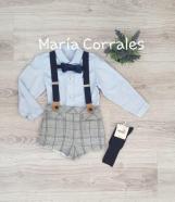 A conjunto niño yoedu dora 1865 ranita + tirantes + camisa y pajarita r220527