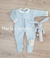 A pelele punto ochos cllo. Blanco sardon r091074 celeste