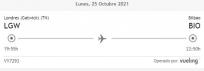 Vuelo Londres (LGW) a Bilbao (BIO). 25 de OCTUBRE