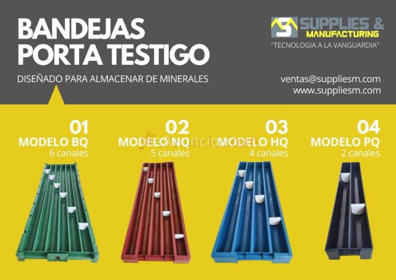 Bandejas porta testigo para la industria minera