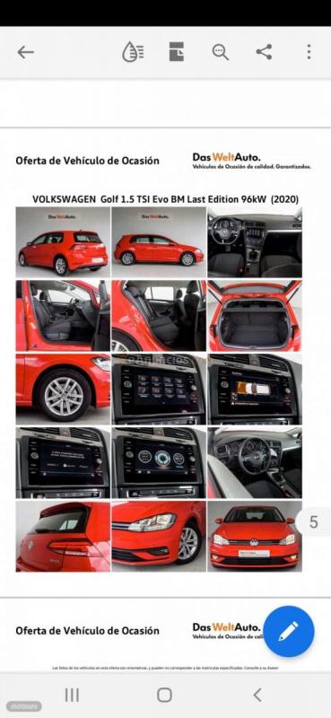 Volkswagen Golf 1.5 TSI 96kW (130CV) last edition de 2020 con 29 Km por 19.500 EUR. en Tarragona