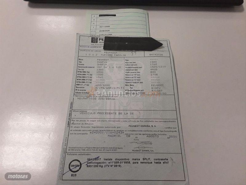 Peugeot 307 SW 1.6 de 2006 con 98.977 Km por 5.350 EUR. en Tarragona